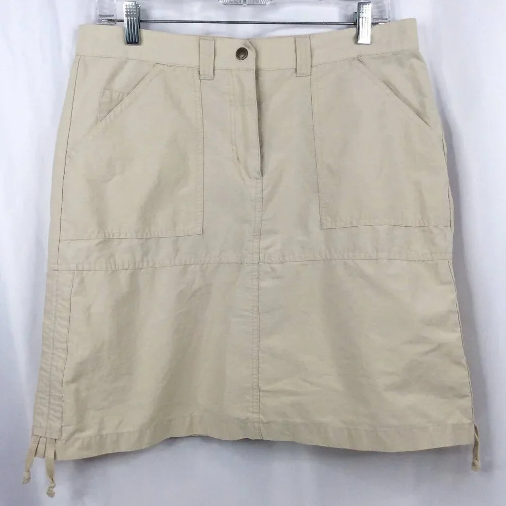 Woolrich Skirt Womens Size 12 Beige A-Line Lightweight Adjustable‎ Hem Outdoor